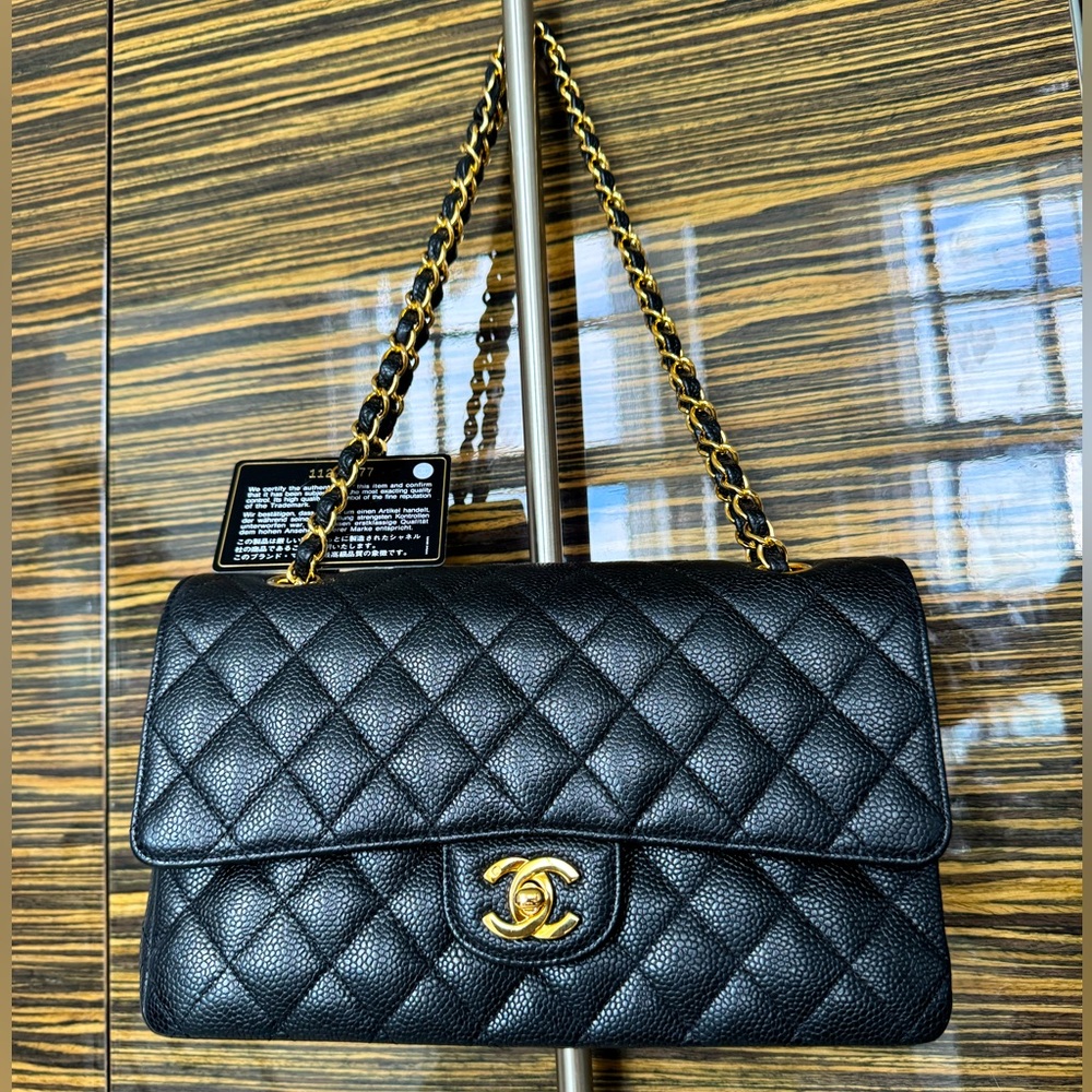 LOT 451 The most wanted 24K gold plated Chanel vintage caviar flap